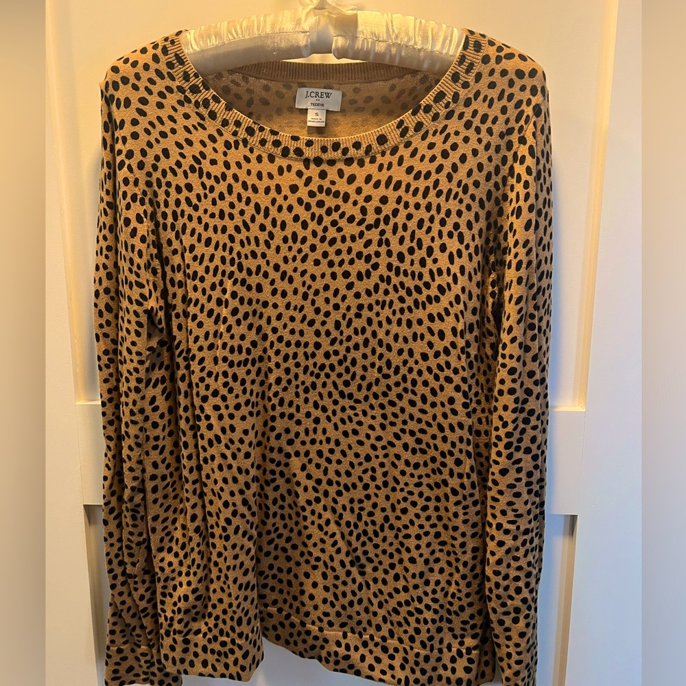 J.Crew teddie crew neck sweater leopard